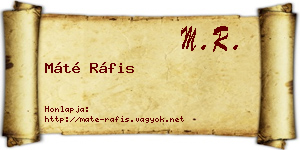 Máté Ráfis névjegykártya